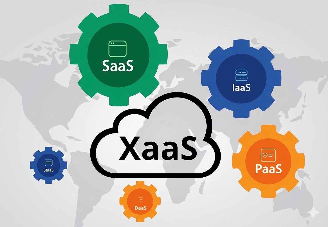 Servicios en la nube XaaS con SaaS, IaaS, PaaS, DaaS y STaaS