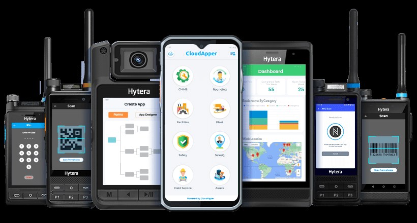 Dispositivos Hytera PoC con aplicaciones CloudApper para comunicaciones y operación móvil