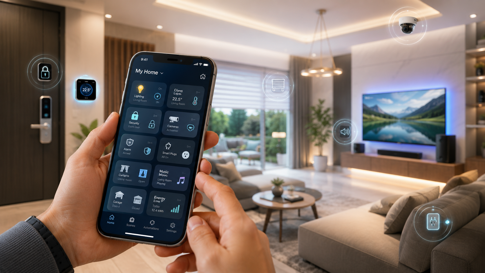 Hogar inteligente con domótica e IoT controlado desde aplicación móvil