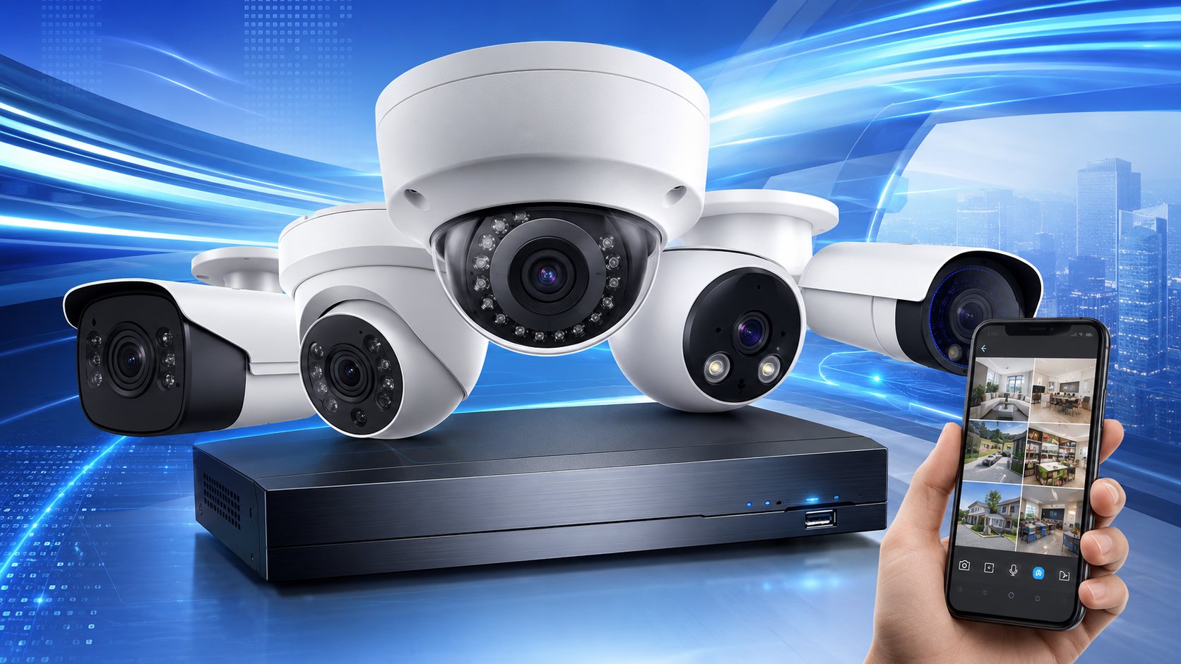 Sistema de videovigilancia inteligente con cámaras IP, NVR y monitoreo móvil